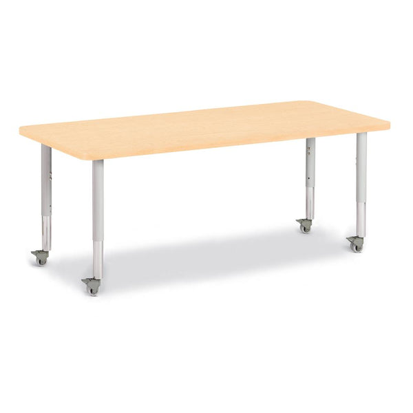 Rectangle Activity Table - 30" X 72", Mobile - Maple/Maple/Gray
