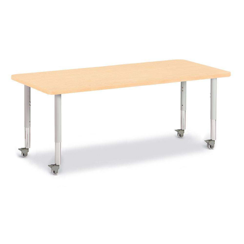 Rectangle Activity Table - 30" X 72", Mobile - Maple/Maple/Gray