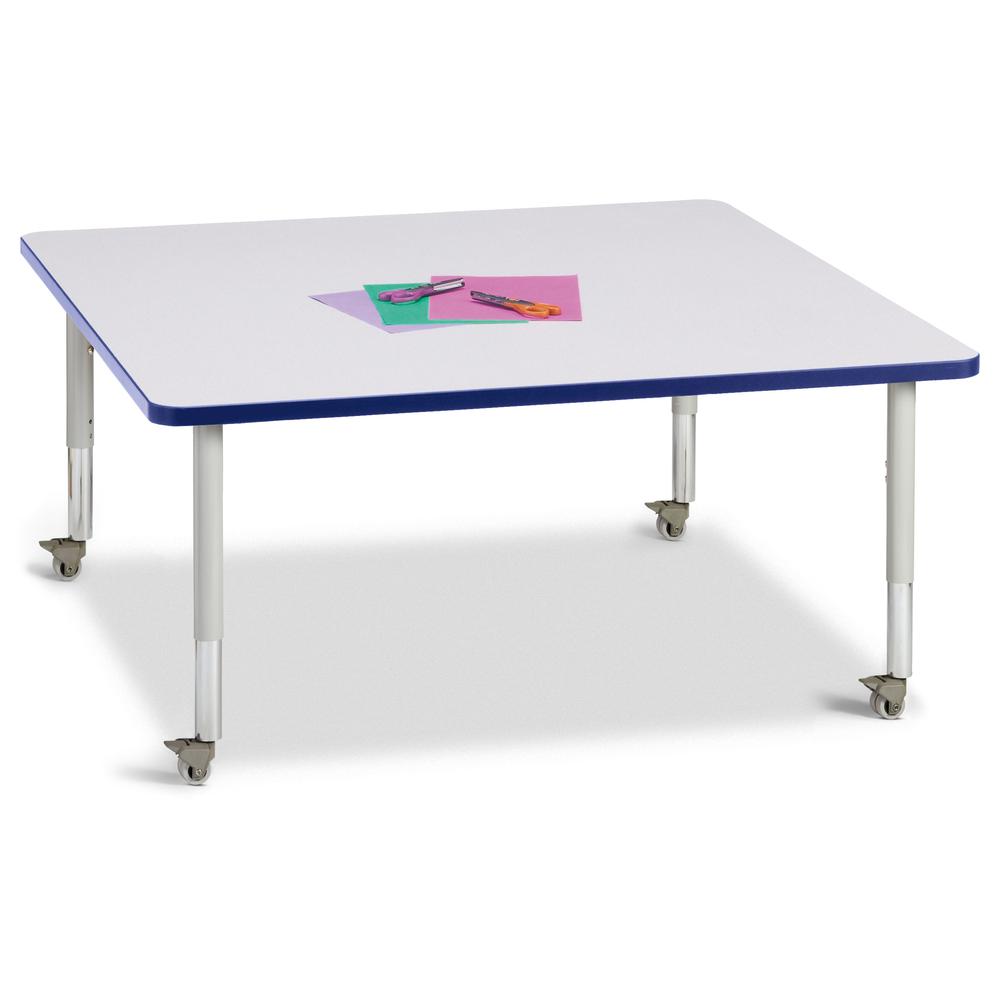 Square Activity Table - 48" X 48", Mobile - Gray/Blue/Gray