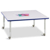 Square Activity Table - 48" X 48", Mobile - Gray/Blue/Gray