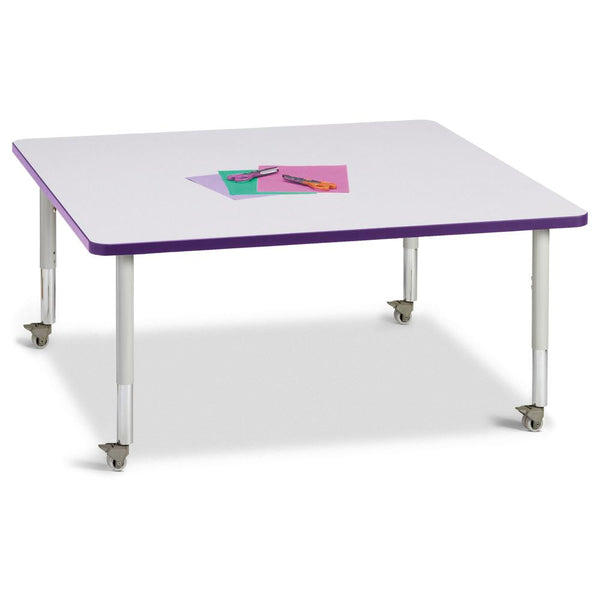 Square Activity Table - 48" X 48", Mobile - Gray/Purple/Gray