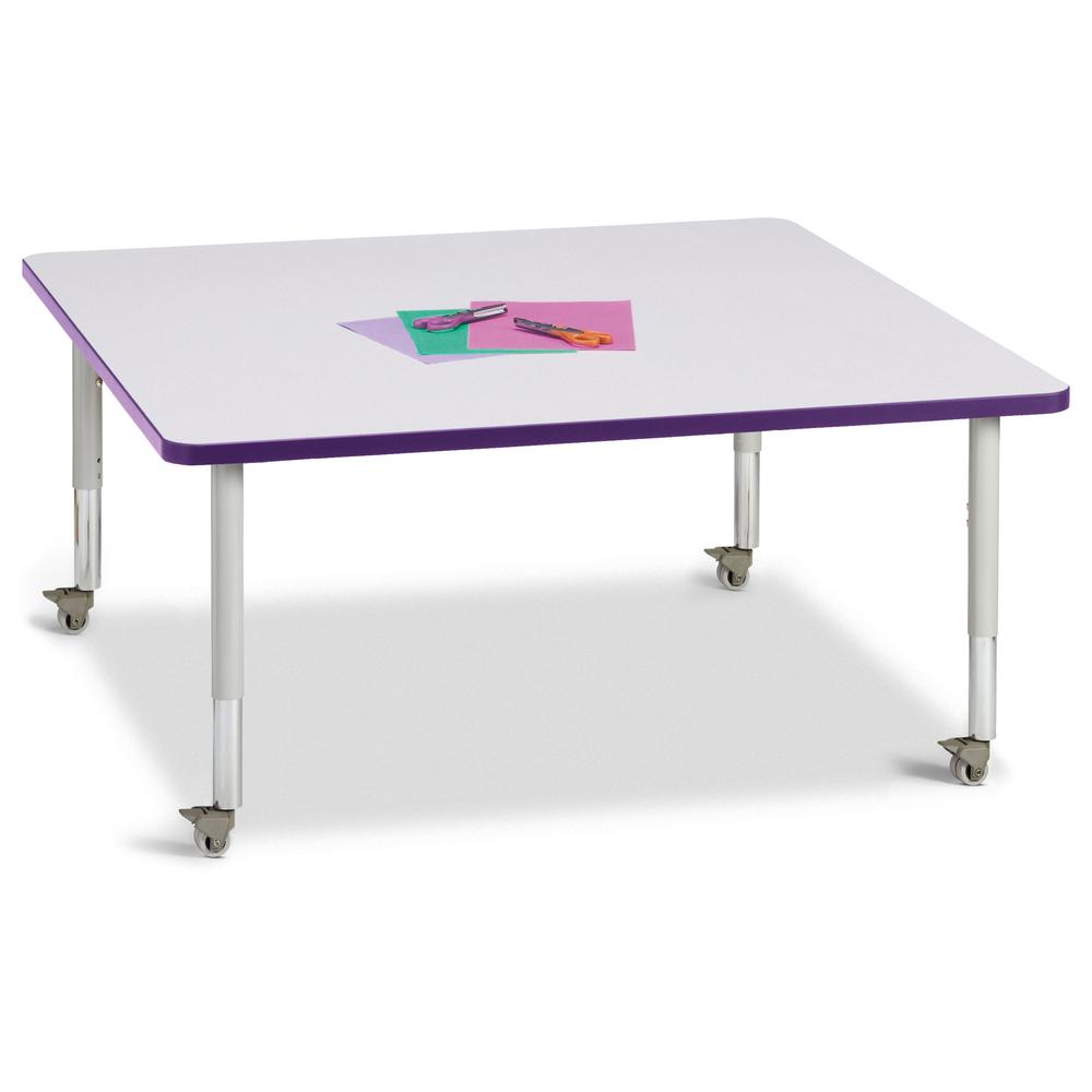 Square Activity Table - 48" X 48", Mobile - Gray/Purple/Gray