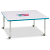 Square Activity Table - 48" X 48", Mobile - Gray/Teal/Gray