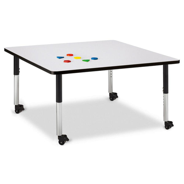 Square Activity Table - 48" X 48", Mobile - Gray/Black/Black