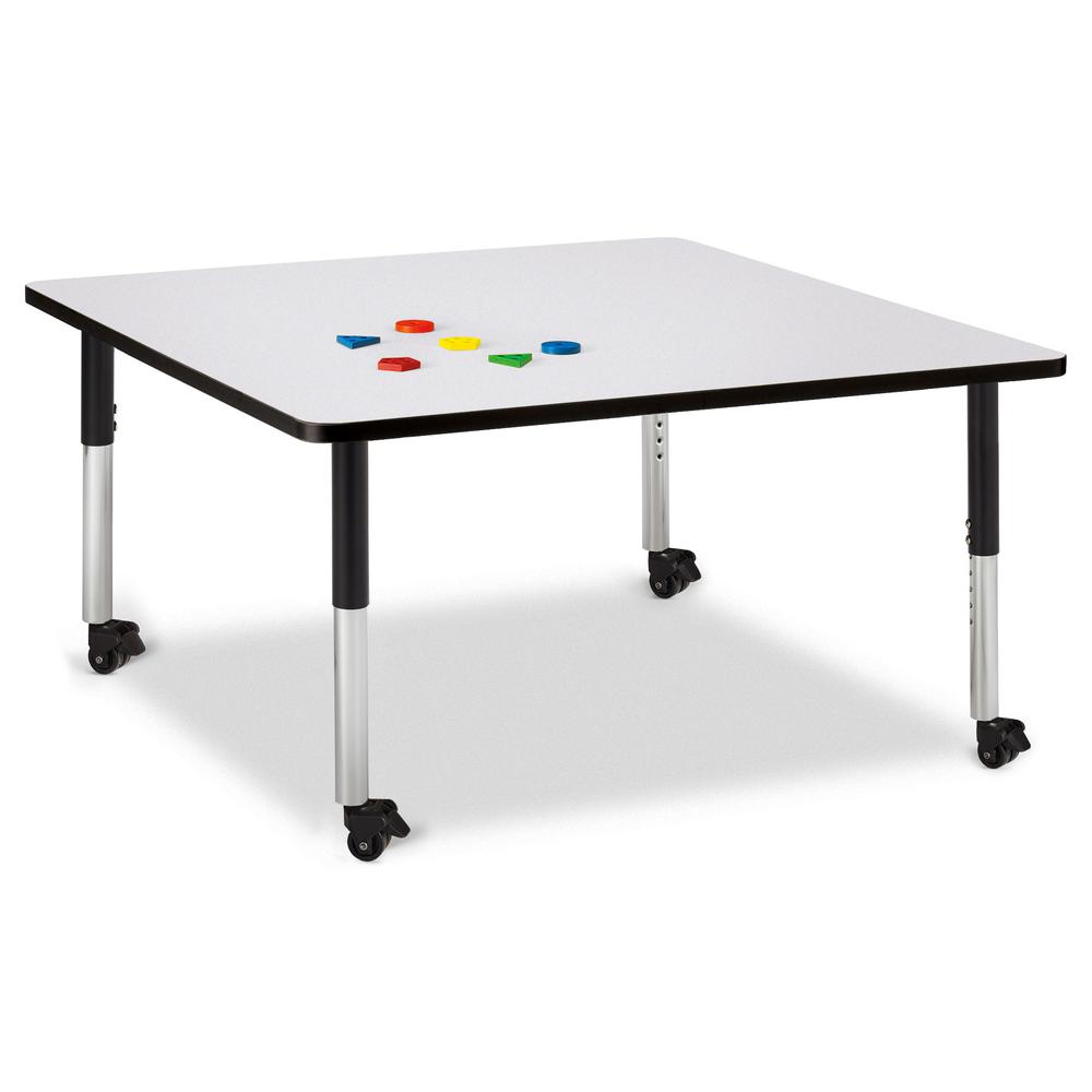 Square Activity Table - 48" X 48", Mobile - Gray/Black/Black