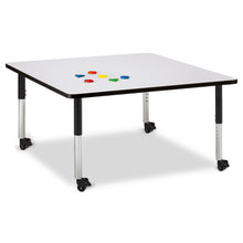 Square Activity Table - 48" X 48", Mobile - Gray/Black/Black