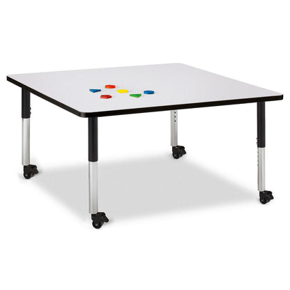 Square Activity Table - 48" X 48", Mobile - Gray/Black/Black