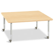 Square Activity Table - 48" X 48", Mobile - Maple/Maple/Gray
