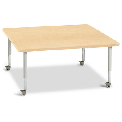 Square Activity Table - 48" X 48", Mobile - Maple/Maple/Gray