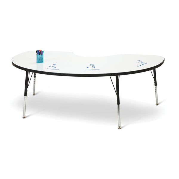 Berries® Kidney Dry Erase Table - 72" x 48", E-height - Write-n-Wipe/Black/Black