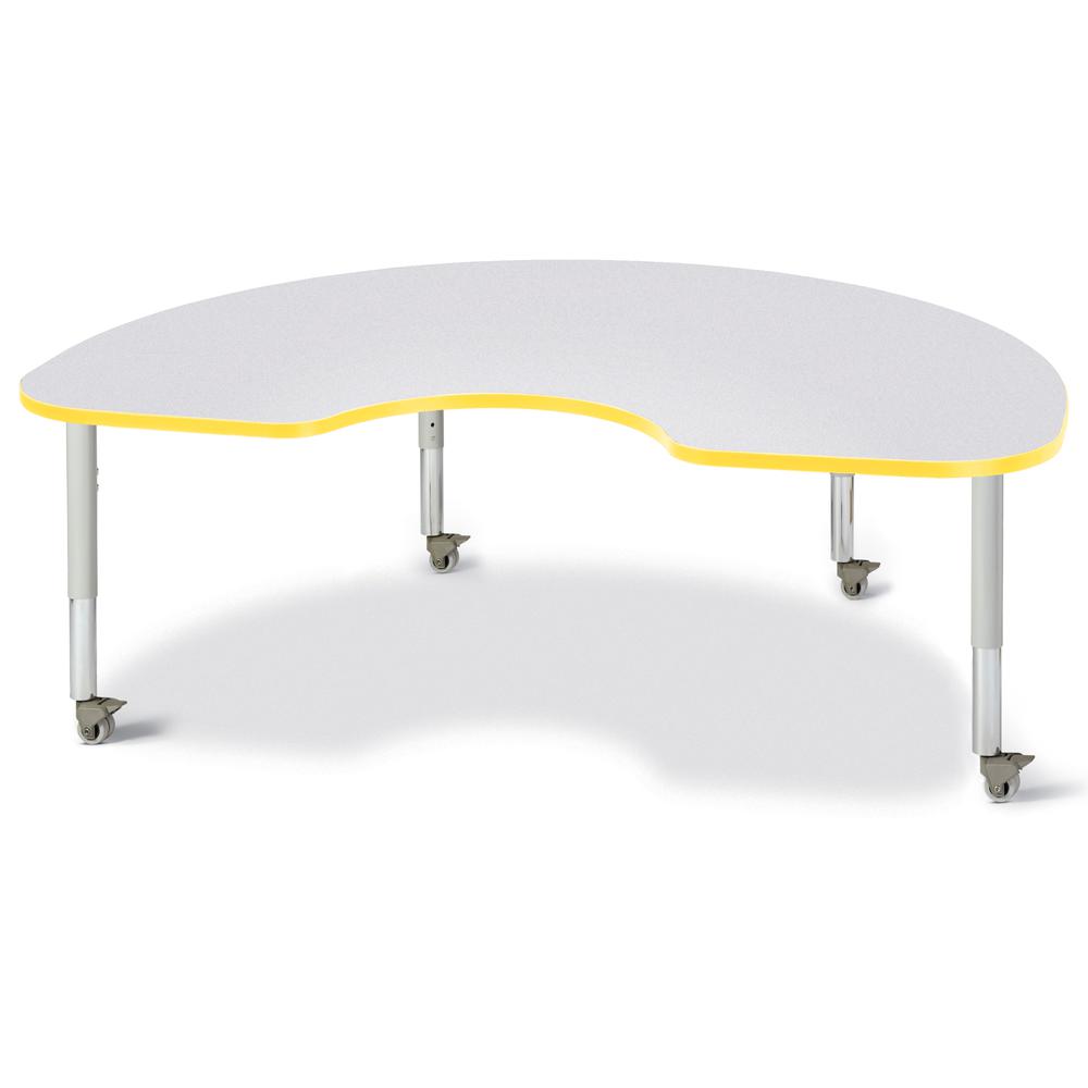 Kidney Activity Table - 48" X 72", Mobile - Gray/Yellow/Gray