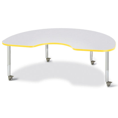 Kidney Activity Table - 48" X 72", Mobile - Gray/Yellow/Gray