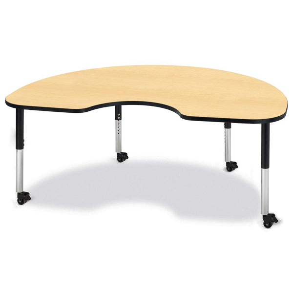 Kidney Activity Table - 48" X 72", Mobile - Maple/Black/Black