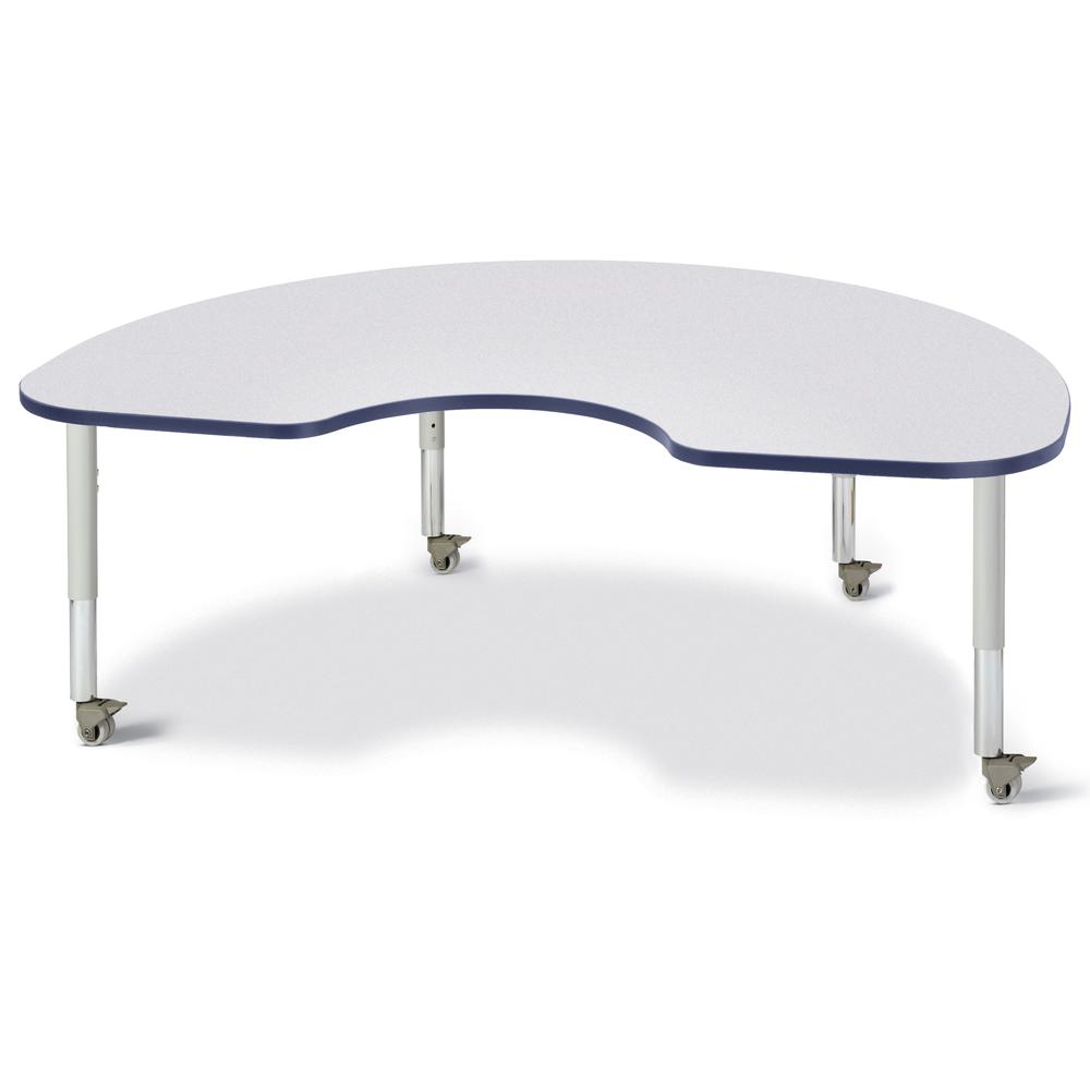 Kidney Activity Table - 48" X 72", Mobile - Gray/Navy/Gray