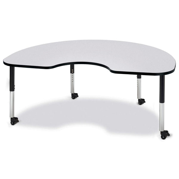Kidney Activity Table - 48" X 72", Mobile - Gray/Black/Black
