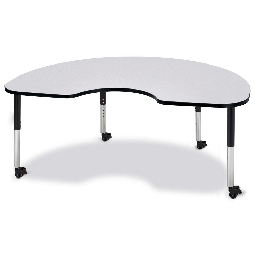Kidney Activity Table - 48" X 72", Mobile - Gray/Black/Black