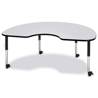 Kidney Activity Table - 48" X 72", Mobile - Gray/Black/Black