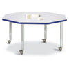 Octagon Activity Table - 48" X 48", Mobile - Gray/Blue/Gray