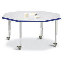 Octagon Activity Table - 48" X 48", Mobile - Gray/Blue/Gray