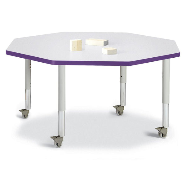 Octagon Activity Table - 48" X 48", Mobile - Gray/Purple/Gray