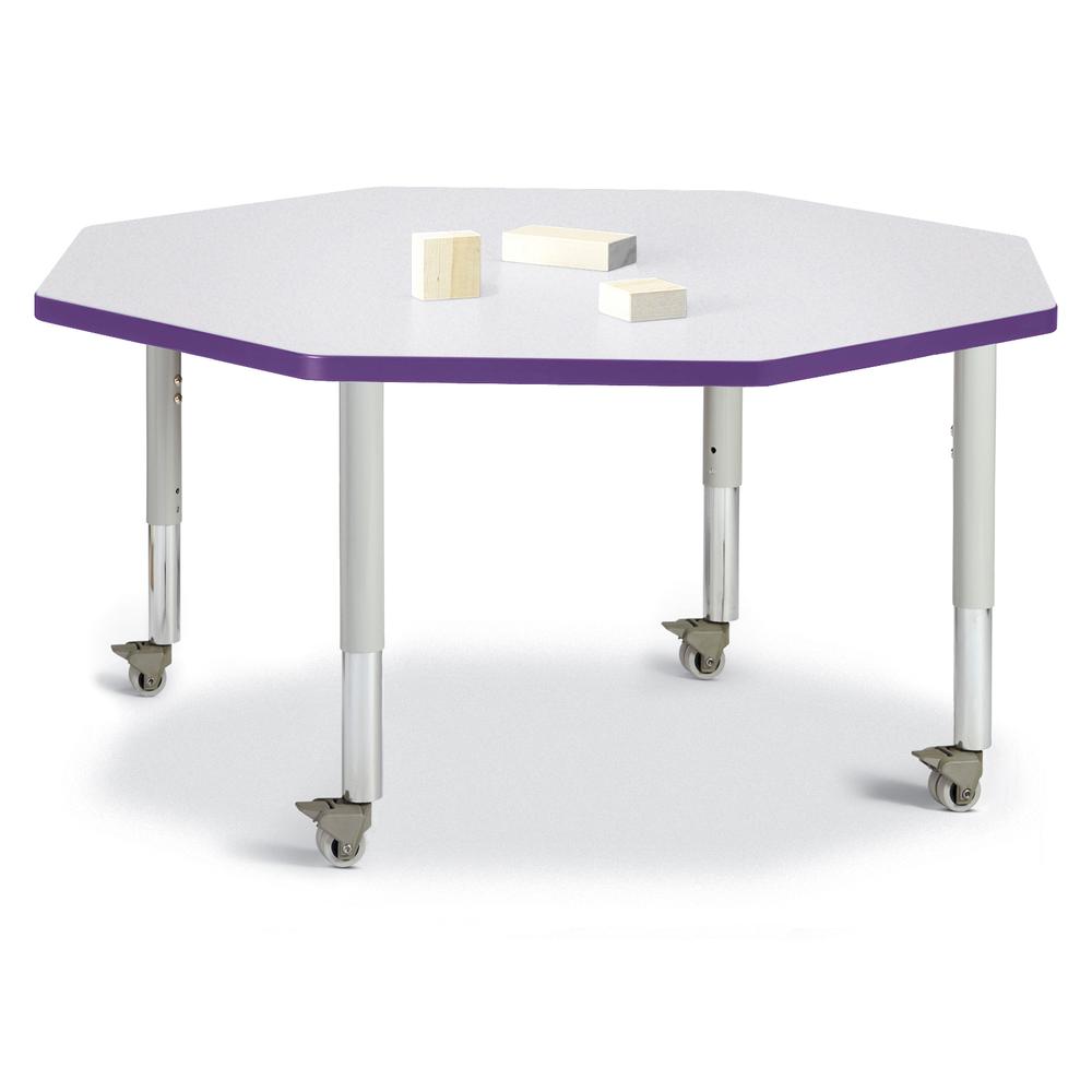 Octagon Activity Table - 48" X 48", Mobile - Gray/Purple/Gray