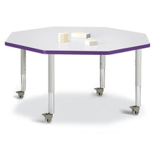 Octagon Activity Table - 48" X 48", Mobile - Gray/Purple/Gray