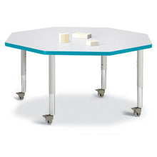 Octagon Activity Table - 48" X 48", Mobile - Gray/Teal/Gray