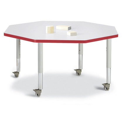 Octagon Activity Table - 48" X 48", Mobile - Gray/Purple/Gray