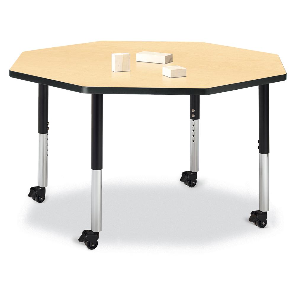 Octagon Activity Table - 48" X 48", Mobile - Gray/Purple/Gray