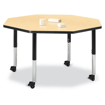 Octagon Activity Table - 48" X 48", Mobile - Gray/Purple/Gray