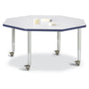 Octagon Activity Table - 48" X 48", Mobile - Gray/Navy/Gray