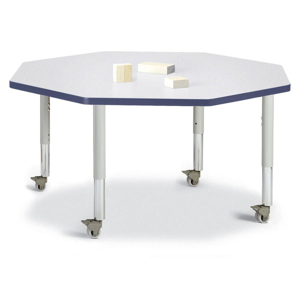Octagon Activity Table - 48" X 48", Mobile - Gray/Navy/Gray