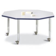 Octagon Activity Table - 48" X 48", Mobile - Gray/Navy/Gray