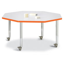 Octagon Activity Table - 48" X 48", Mobile - Gray/Orange/Gray