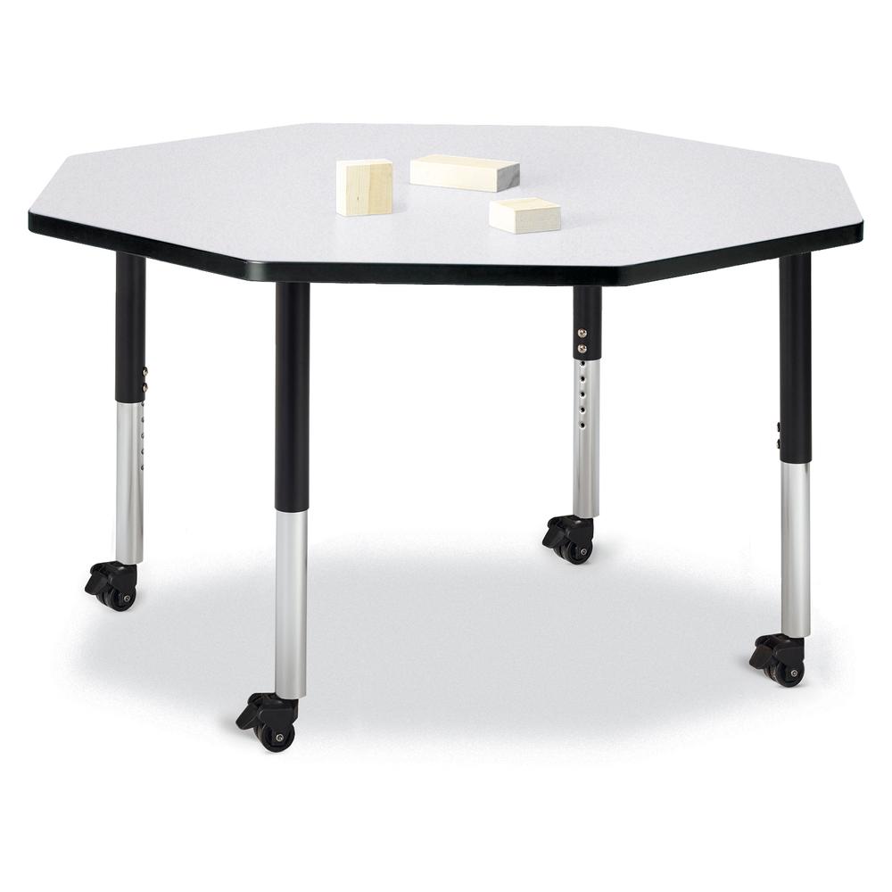 Octagon Activity Table - 48" X 48", Mobile - Gray/Black/Black