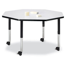 Octagon Activity Table - 48" X 48", Mobile - Gray/Black/Black