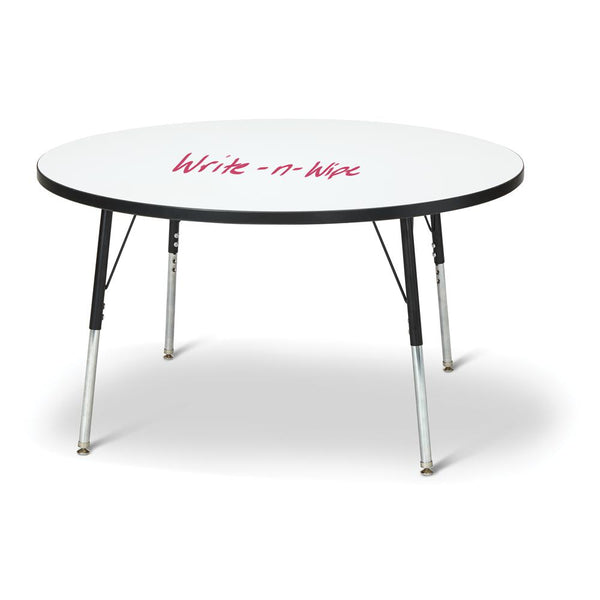 Berries® Round Dry Erase Table - 48" Diameter, A-height - Write-n-Wipe/Black/Black