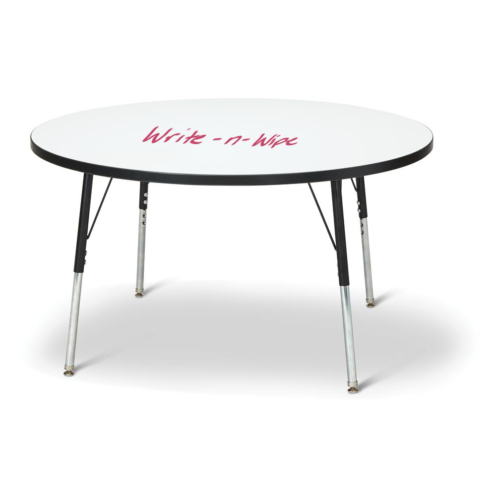 Berries® Round Dry Erase Table - 48" Diameter, A-height - Write-n-Wipe/Black/Black
