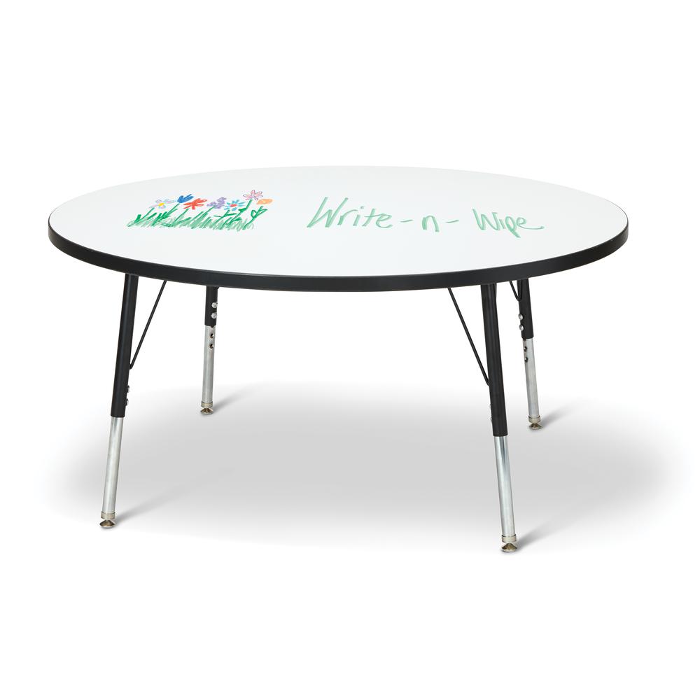 Berries® Round Dry Erase Table - 48" Diameter, E-height - Write-n-Wipe/Black/Black