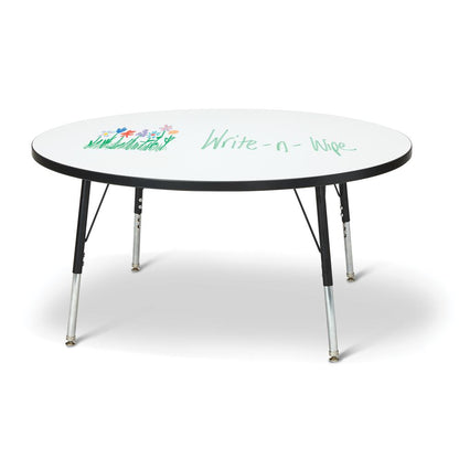 Berries® Round Dry Erase Table - 48" Diameter, E-height - Write-n-Wipe/Black/Black