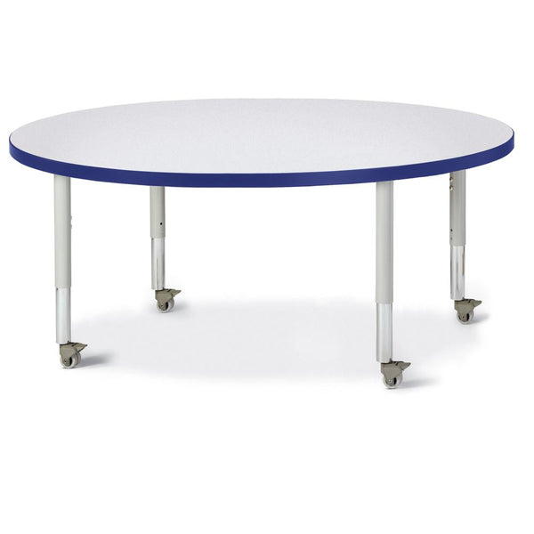 Round Activity Table - 48" Diameter, Mobile - Gray/Blue/Gray