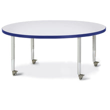 Round Activity Table - 48" Diameter, Mobile - Gray/Blue/Gray