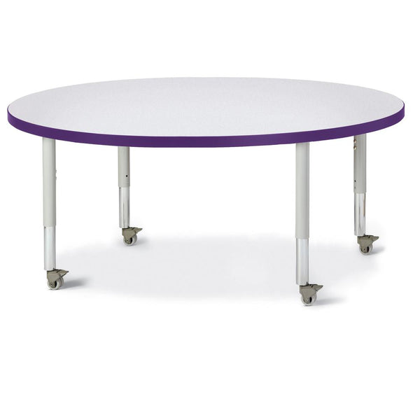 Round Activity Table - 48" Diameter, Mobile - Gray/Purple/Gray