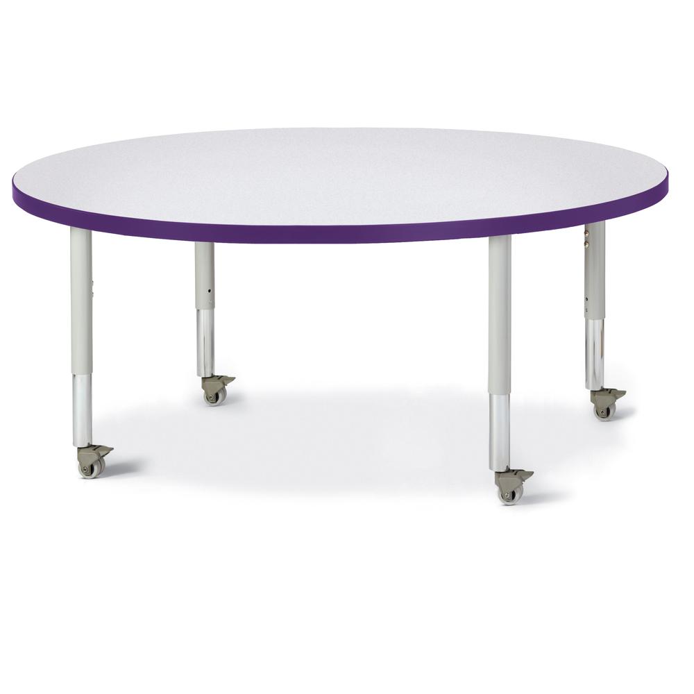 Round Activity Table - 48" Diameter, Mobile - Gray/Purple/Gray