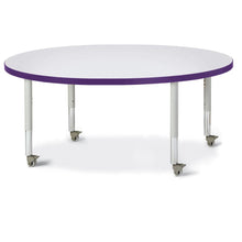 Round Activity Table - 48" Diameter, Mobile - Gray/Purple/Gray