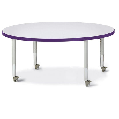 Round Activity Table - 48" Diameter, Mobile - Gray/Purple/Gray