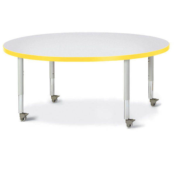 Round Activity Table - 48" Diameter, Mobile - Gray/Yellow/Gray