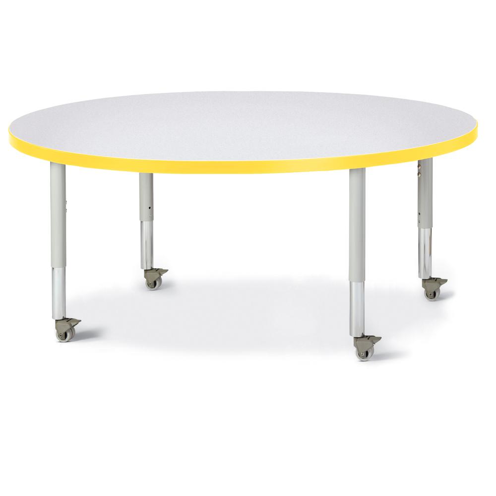 Round Activity Table - 48" Diameter, Mobile - Gray/Yellow/Gray