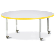 Round Activity Table - 48" Diameter, Mobile - Gray/Yellow/Gray