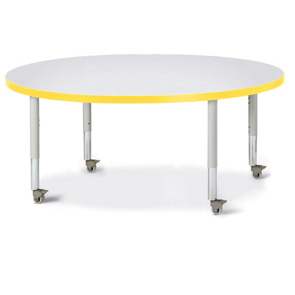 Round Activity Table - 48" Diameter, Mobile - Gray/Yellow/Gray